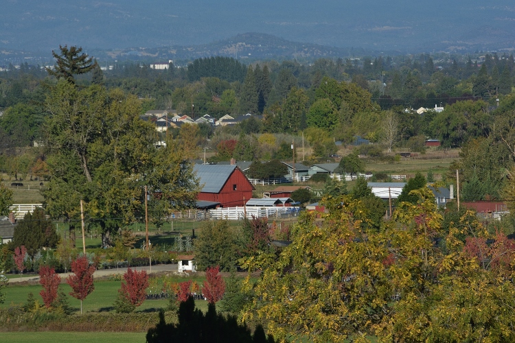 overlooking farm land